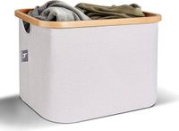 Hennez Opbergmand 40L opvouwbaar met bamboe frame - beige