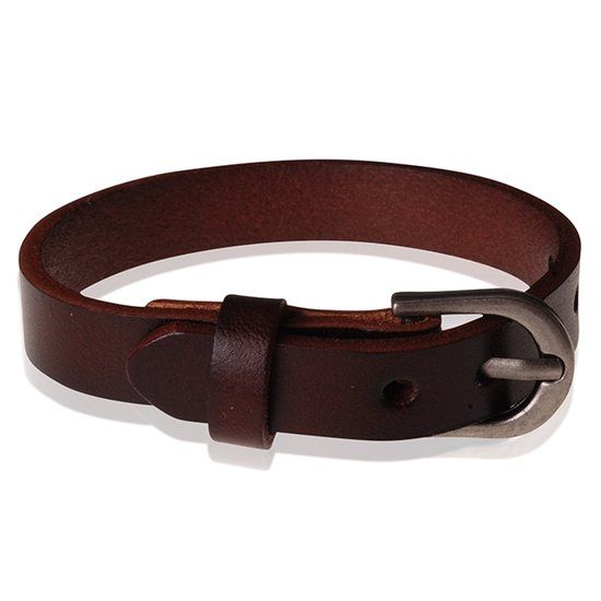 Stone Valley Leren armband Verstelbaar Gesp Donkerbruin