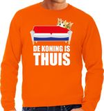 Bellatio Decorations Shoppartners Bv Koningsdag sweater / trui de Koning is thuis oranje voor heren - Woningsdag - thuisblijvers / Kingsday thuis vieren XXL