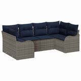 vidaXL Bankstel 6 st Grijs Poly Rattan