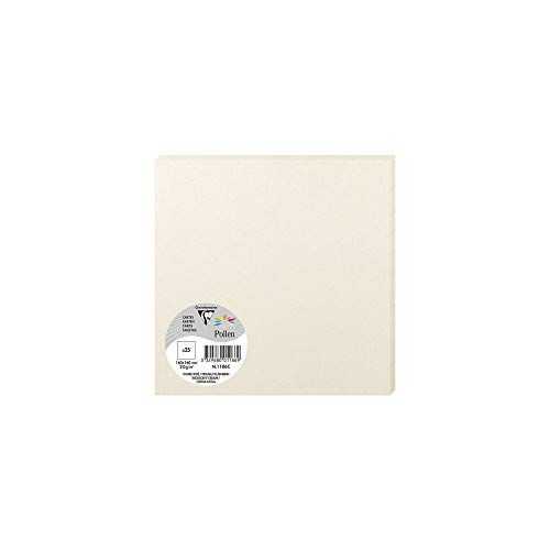 Clairefontaine 1186C - Kaarten - 16 x 16 cm - 210 g - ivoorkleurig glinsterend - 25 stuks