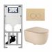 Geberit QeramiQ Dely Swirl Toiletset - 36.3x51.7cm - Geberit UP320 inbouwreservoir - met Burda frame - slim zitting - bedieningsplaat beige - ronde knoppen - mat beige