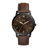 Fossil The Minimalist 3H FS5551 Horloge - Leer - Bruin - Ø 44 mm