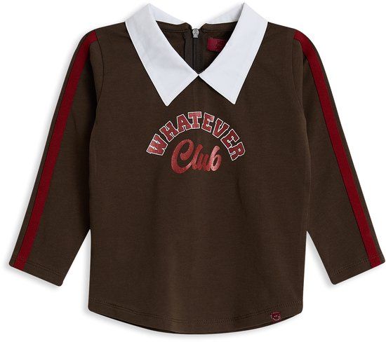 4President Kimber-Brown-92 Kinderen Vrouwen Casual Lange mouw V-hals Katoen Elastaan Brown