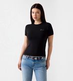 Guess Zwart T-shirt met logo van strass-steentjes