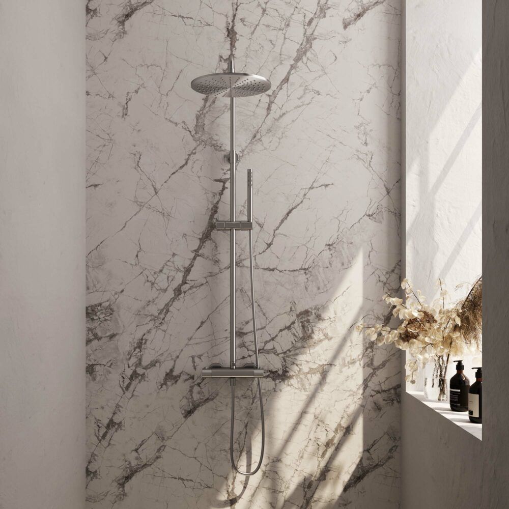 Brauer Brushed Carving Opbouw Regendouche met Staafhanddouche 30 Nikkel - 8720359393920