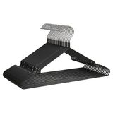 PORTENTUM Metalen Kleerhangers met Antislip Rubberen Coating, 20 Stuks, Zwart
