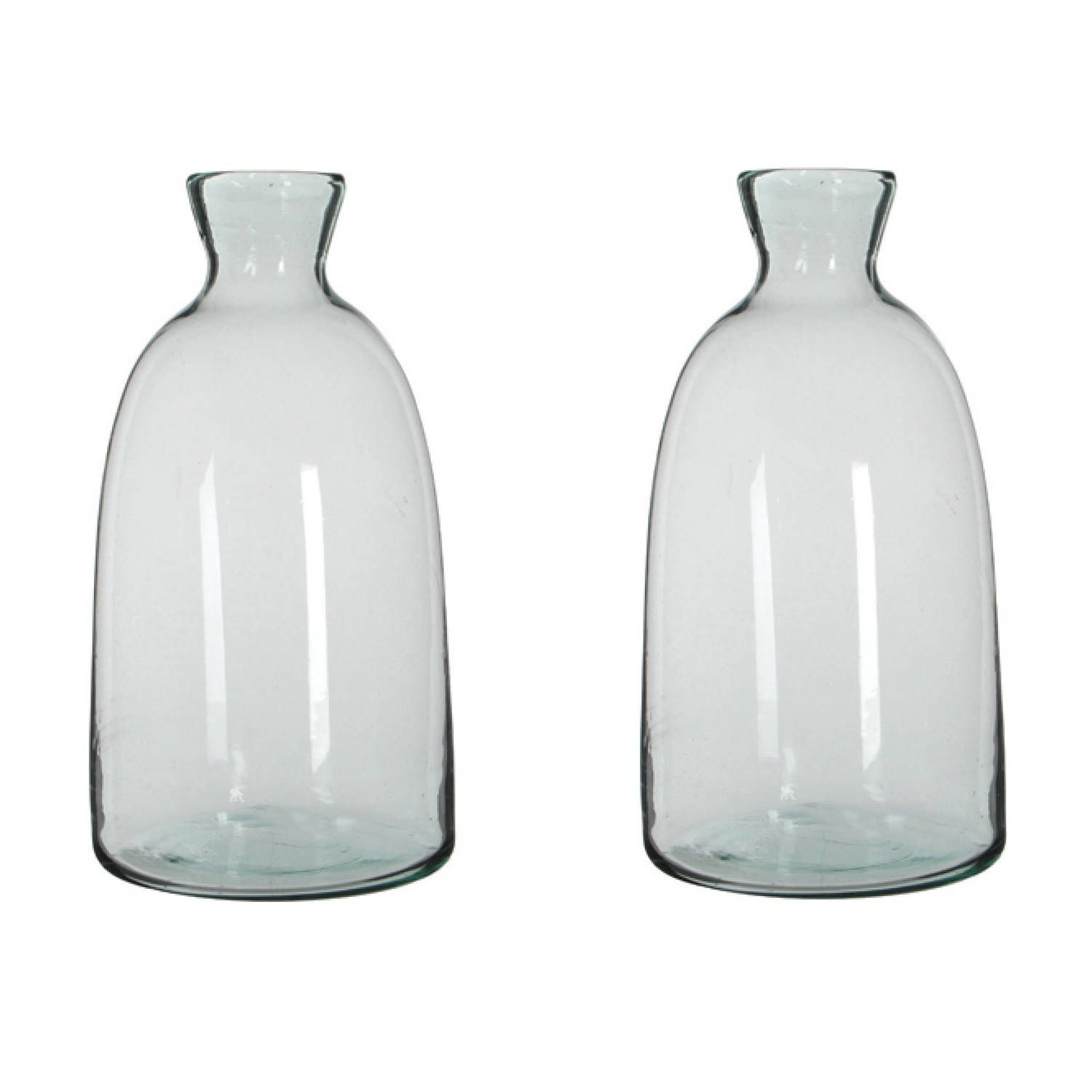 Mica Decorations Florine Vaas - 22 x 44 cm - Transparant - Gerecycled Glas - Set van 2