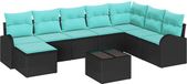 vidaXL Canapé Noir et Turquoise Polyrattan