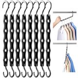 HOUSE DAY Magische kleerhangers, ruimtebesparende kleerhangers, stevige kunststof, met 5 gaten voor zware kleding, 8 stuks, zwart