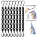 HOUSE DAY Magische kleerhangers, ruimtebesparende kleerhangers, stevige kunststof, met 5 gaten voor zware kleding, 8 stuks, zwart