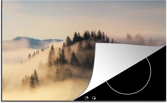 KitchenYeah® Inductie beschermer 77x51 cm - Mistige zonsopgang in de bergen in de zomer - Inductiebeschermer voor inductiekookplaat