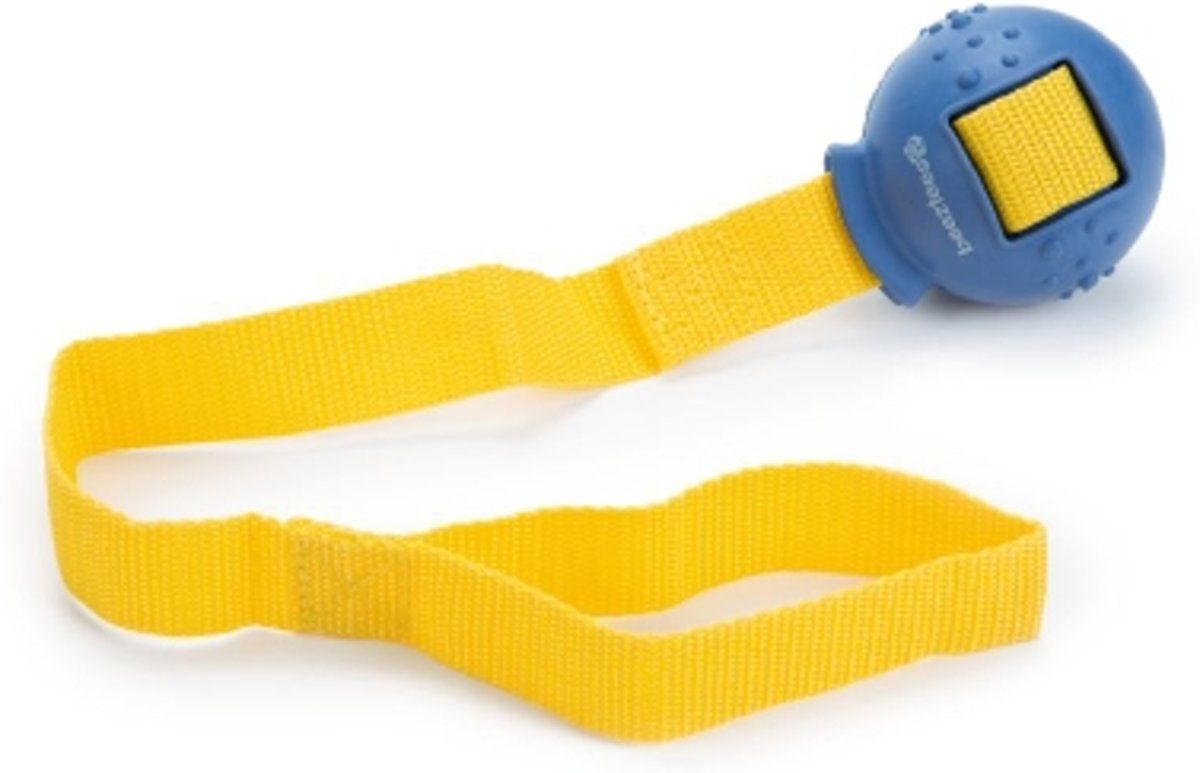 Beeztees rubber hondenspeeltje slingerbal I-Fly blauw. 6 cm