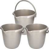 Hega Hogar Schoonmaak/huishoud emmer - Set van 5 stuks - Zilvergrijs - 10 liter