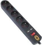 Orvaldi Contactdoos ORV-5 1,5M met USB-lader