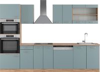 Vicco R-Line Complete keukeneenheid – 300 cm met hoge kast, WB Eik Blauw-grijs/gouden eik