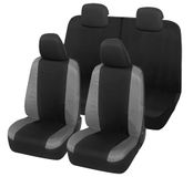 Auto Lupex Auto Accessori Autostoelhoezen compatibel met Panda vanaf 2012, Made in Italy, polyester-katoenweefsel, complete set (zwart - donkergrijs, 02 - rugleuning 50e50)