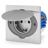 Roestvrijstalen Metalen inbouwstopcontact, vloerstopcontact, IP44, scharnierdeksel, klem
