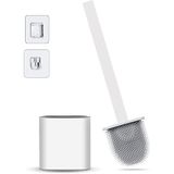 KKNE Siliconen borstel, toiletborstel met haak, flexibele en zachte siliconen borstel voor dieptereiniging, wand- of vloermontage