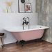 Hudson Reed Baignoire îlot demi-ronde Classique 168,5cm x 75cm - Camellia Pink (Rose), avec pieds de baignoire noirs | Oxford