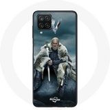 Maniacase Hoesje voor Samsung Galaxy A42 5G Vikings Series Seizoen 6 Ragnar Lothbrok logo V Zwaard Grey Fog