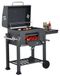Barbecue - Chariot de barbecue - Surface de cuisson : 56 x 41,5 cm - Avec couvercle - Thermomètre intégré - Poignée en acier inoxydable - Grille - Noir