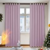 Deconovo Luchtige gordijnen, thermische panelen, polyester gordijnen voor slaapkamer, kinderkamer, 140 x 245 cm (b x h), lichtroze, 2 stuks