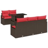 vidaXL Tuinbank Set 6-st Bruin Poly-rattan