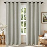 Joydeco Set van 2 verduisteringsgordijnen van linnen met ringen, voor slaapkamer, woonkamer, lichtbeige, 132,1 x 213,4 cm