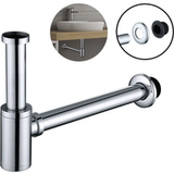 Homelody - Siphon de lavabo en acier inoxydable pour vasque et lavabo, hauteur réglable, set de siphon G1-1/4