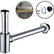 Homelody - Siphon de lavabo en acier inoxydable pour vasque et lavabo, hauteur réglable, set de siphon G1-1/4