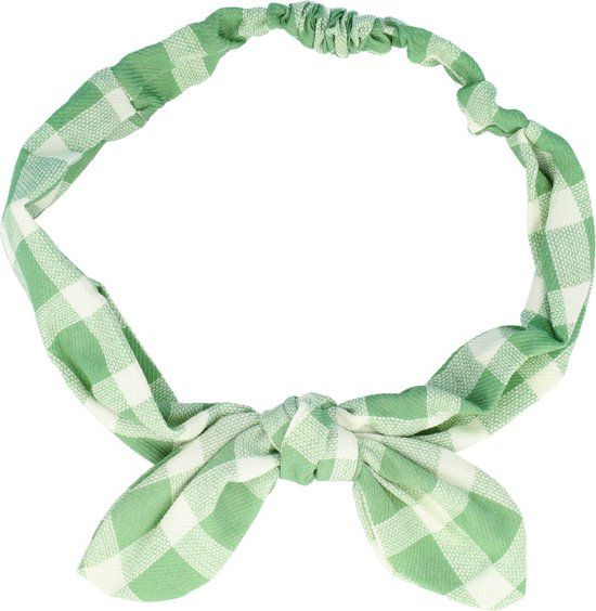 Haarband Strik Ruit Patroon Wit Groen Geruit - Dames - Synthetisch textiel