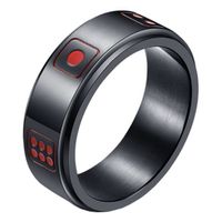 LGT JWLS Stalen mannen ring Dobbelsteen spinner Zwart Rood-20mm
