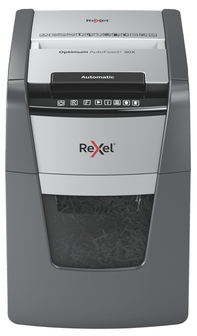 Rexel AutoFeed+ 90X - Paper Shredder - Cross Cut - P-4 Security - 34L Bin - Black/Grey