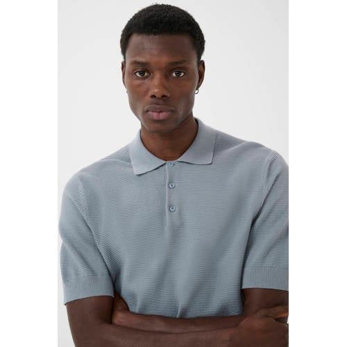 Matinique Regular Polo Met Ingebred Patroon Grijsblauw