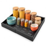 Relaxdays, lade, uitschuifbaar, met kogelgelagerde geleider, set van 1 | voor keuken & badkamer, zwart