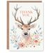 Artery8 Elegant Stag With Autumn Wild Flowers Watercolour Blank For Him Or Her Art Thank You Card