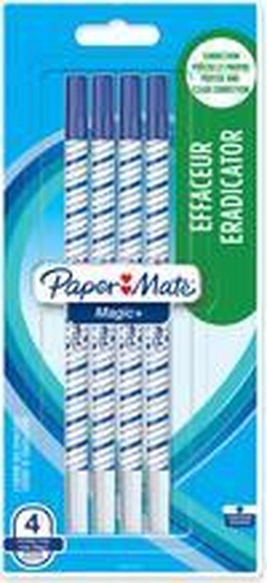 Paper Mate Magic+ Eradicator Correctiepen | Blauwe inkt | Fijne punt | 4 stuks