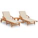 VidaXL Lit de jardin avec coussin, acacia massif, crème