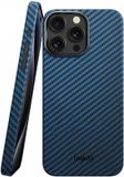 NEKIT Fiber Hoesje Geschikt voor Apple iPhone 15 Pro Max - Compatibel met MagSafe - High-tech Kevlar Aramidevezels 1500D - Back Cover Ultra Dun - Blauw