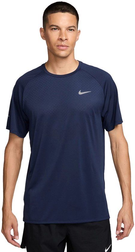 Nike Dri-Fit Advantage Stride Top Marine Polyester Korte Mouw S Mannen Hardlopen 2026