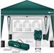 tillvex Pavillon, 3 x 3 m, étanche, tente pliante pop-up, réglable en hauteur, tente de jardin, protection UV 50+, tente de réception avec sac (vert, avec 2 panneaux latéraux)
