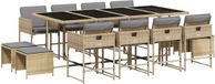 vidaXL Ensemble de jardin 13 pièces avec coussins, polyrotin, beige mélangé