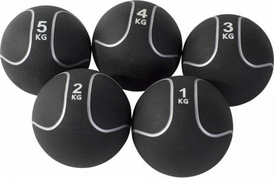 Gorilla Sports Medicineballen set - 15 kg - 1, 2, 3, 4 & 5 kg - Zilver / Zwart