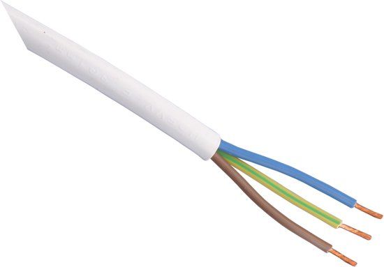 SHI B.V. Huishoudsnoer - VMVS - belastbaar tot 1200W - 3 x 0.75 mm² - wit