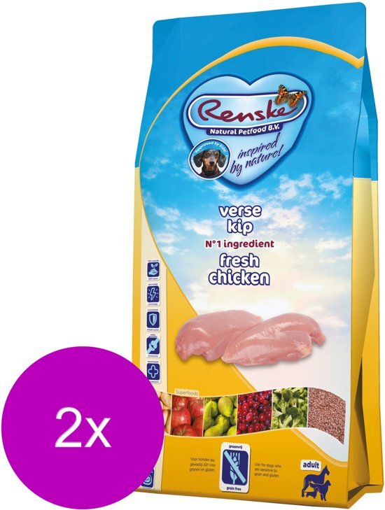 RENSKE Adult Kip - Hondenvoer - 2 x 2 kg Graanvrij