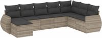 vidaXL 8-delige Loungeset met Kussens Poly Rattan Lichtgrijs