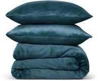 PHLOX Dekbedovertrek Flanel Fleece - Lits Jumeaux 240x220 cm + 2 Kussenslopen - Petrol