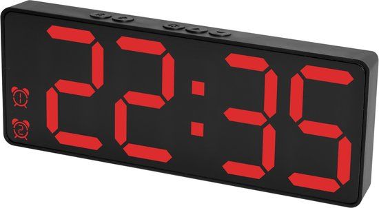 Nuvance Digitale Wekker - Zwart - Rode Cijfers