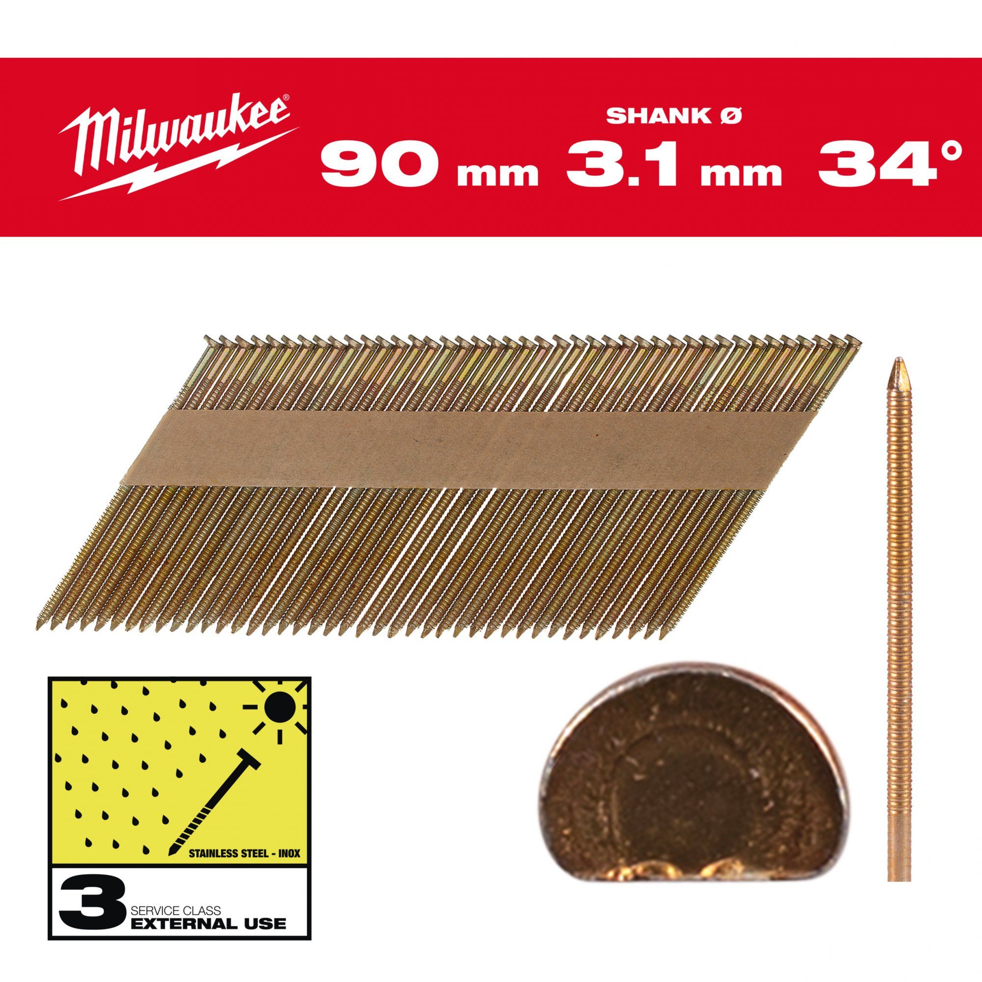 Milwaukee 4932492615 Nagels D-kop 34 90mm/RS/HDG/SC3-2,2kpc